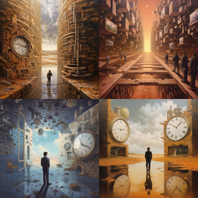 Inception of Reality and Time Midjourney art