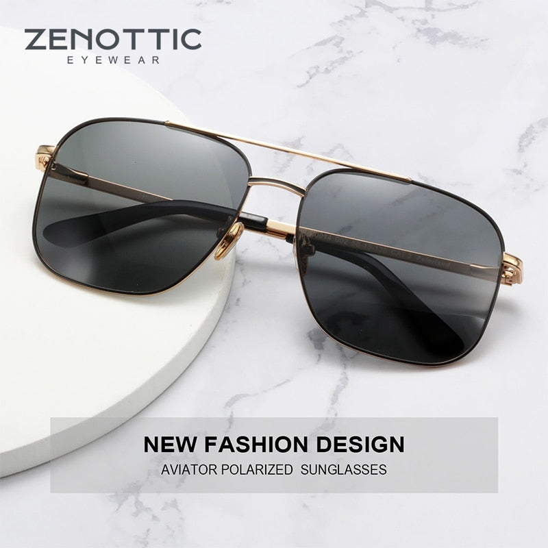 ZENOTTIC Metal Pilot Polarized Men Sunglasses