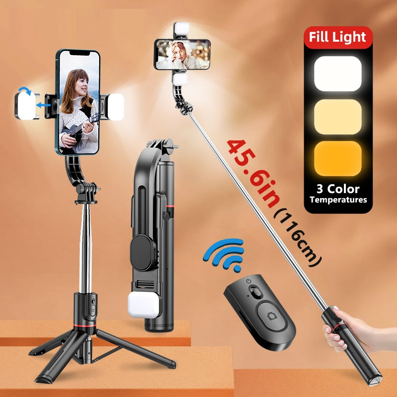 Selfie Stick Extendable Tripod Stainless Steel Core 45"